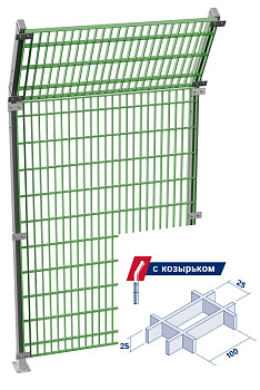 Промос с козырьком. ячейка 25×100 мм h25 мм